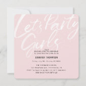 Laten we het feest Blush Bachelorette Party Kaart (Voorkant)