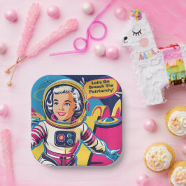 Laten we het feministische patriarchaat vernietige papieren bordje