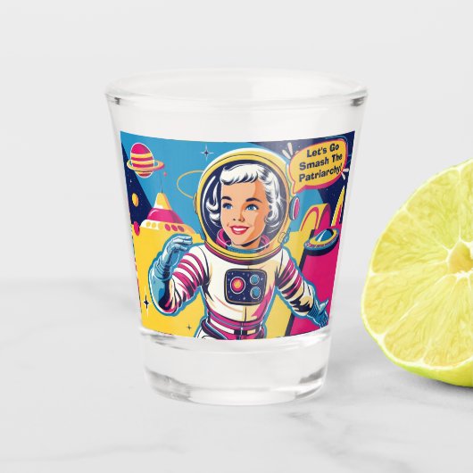 Laten we het feministische patriarchaat vernietige shot glas (Voorkant)