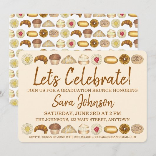 Laten we het gebak van het gebak vieren Breakfast  Kaart (Voorkant / Achterkant)