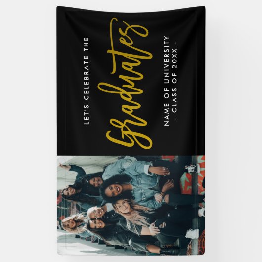 Laten we het Graduates Group fotofeest vieren Spandoek (Verticaal)
