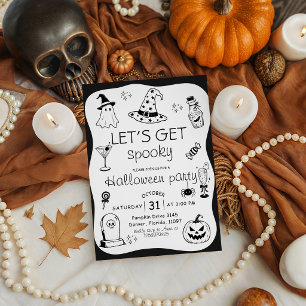 Laten we het griezelig Zwarte Witte Doodle Hallowe Kaart