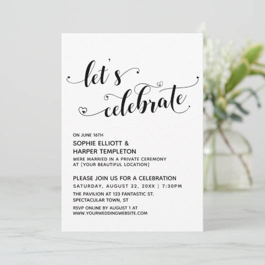 Laten we het hart zwart-witte ontvangst vieren - a kaart (Staand voorkant)