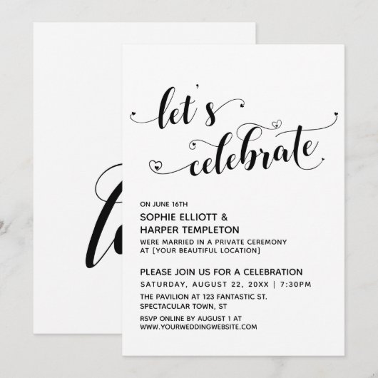 Laten we het hart zwart-witte ontvangst vieren - a kaart (Voorkant / Achterkant)