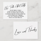 Laten we het hebben over cadeaubonnen die weddensc informatiekaartje (Voorkant / Achterkant)