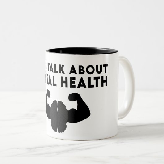 Laten we het hebben over geestelijke gezondheid tweekleurige koffiemok (Voorkant rechts)