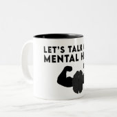 Laten we het hebben over geestelijke gezondheid tweekleurige koffiemok (Voorkant links)