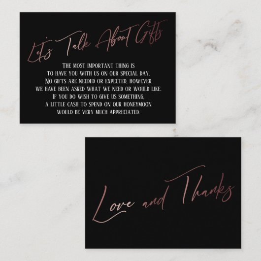 Laten we het hebben over Gifts Roos Gold Handwriti Informatiekaartje (Voorkant / Achterkant)