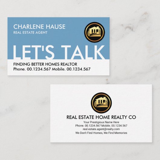 Laten we het hebben over onroerend goed huisvestin visitekaartje (Voorkant / Achterkant)