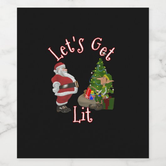 Laten we het kerstboomontwerp aansteken wijn etiket (Enkel label)