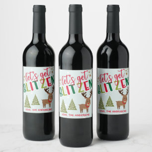 Laten we het kerstcadeauetiket voor kerstwijn hale wijn etiket