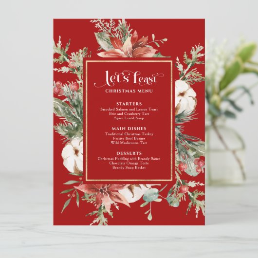Laten we het kerstmenu feestelijk Lijst vieren Menu (Staand voorkant)