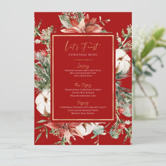 Laten we het kerstmenu feestelijk Lijst vieren Menu (Staand voorkant)