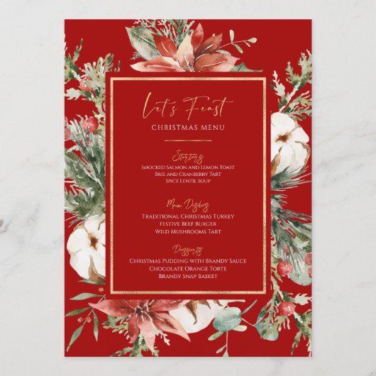 Laten we het kerstmenu feestelijk Lijst vieren Menu (Voorkant)