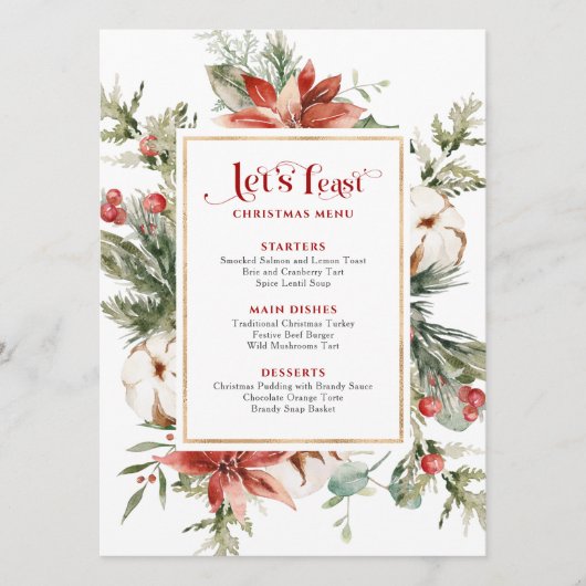Laten we het kerstmenu vieren Kerstframe Menu (Voorkant)