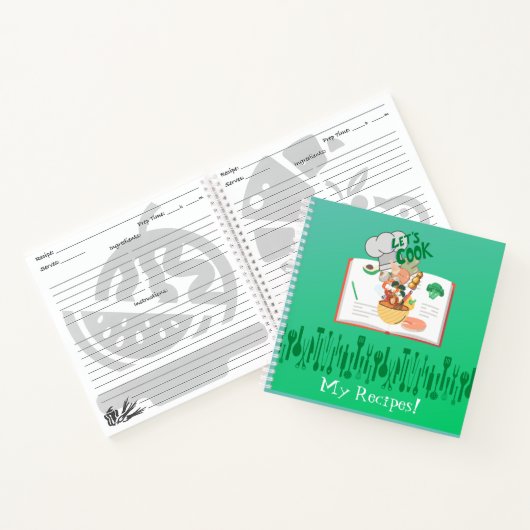 Laten we het Kinder Eigen Hardcover Recipe Book ma Notitieboek (Binnen)