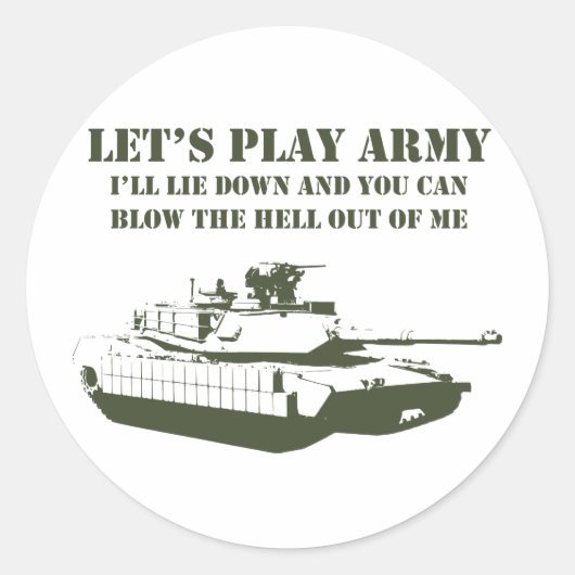 Laten we het leger spelen ronde sticker (Voorkant)