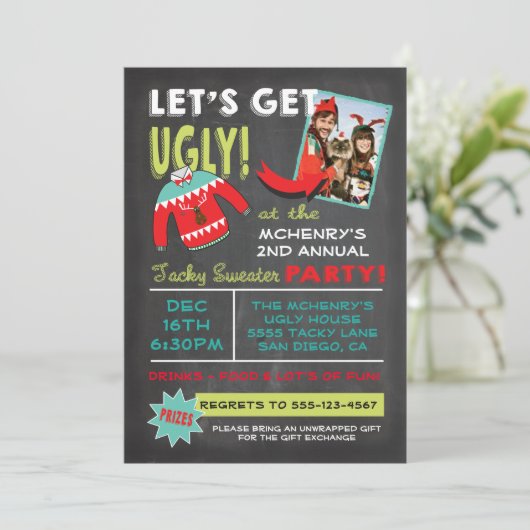 Laten we het lelijke kerstachalkbord van de Sweate Kaart (Staand voorkant)