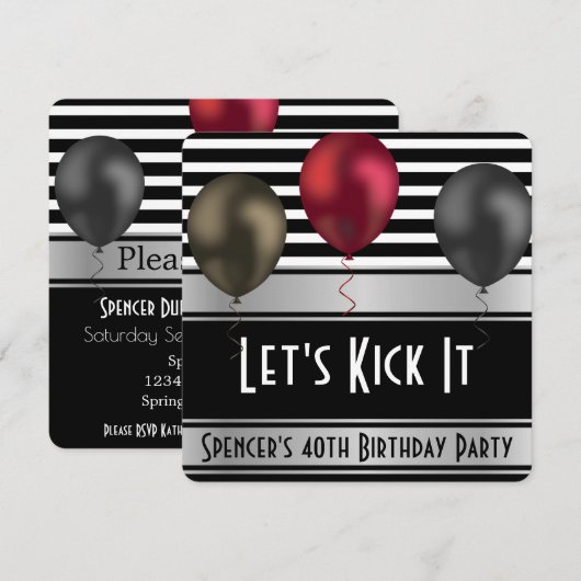 "Laten we het lukken" Stripes Birthday Uitnodiging (Voorkant / Achterkant)