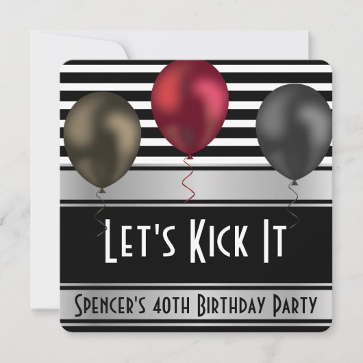 "Laten we het lukken" Stripes Birthday Uitnodiging (Voorkant)