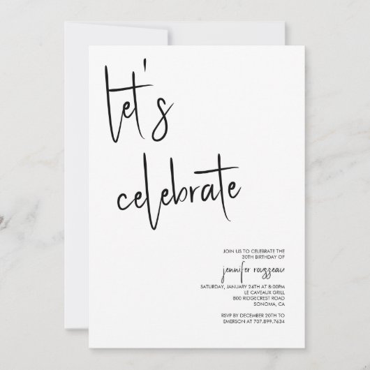 Laten we het moderne zwarte schrift vieren kaart (Voorkant)