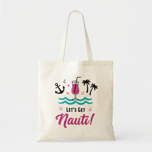 Laten we het Naustisch krijgen! Roze Glitter Schee Tote Bag (Voorkant)