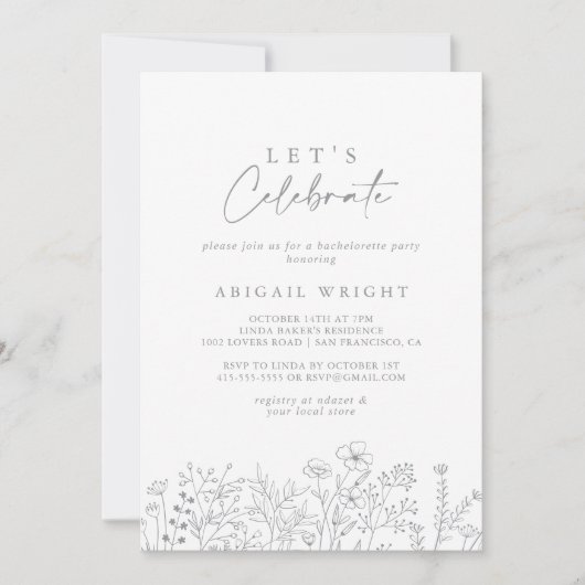 Laten we het Neutral Wildflower Party vieren Kaart (Voorkant)