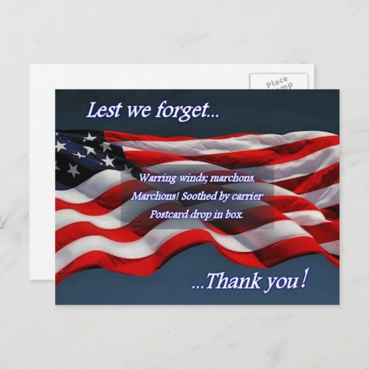 Laten we het niet vergeten: dank je wel briefkaart (Voorkant / Achterkant)