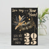 Laten we het nieuwjaarsfeest Glamorous Black inlui Kaart (Staand voorkant)