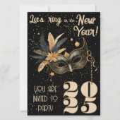 Laten we het nieuwjaarsfeest Glamorous Black inlui Kaart (Voorkant)