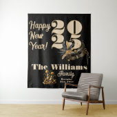 Laten we het nieuwjaarsfeest Glamorous Black inlui Wandkleed (In situ)