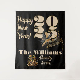 Laten we het nieuwjaarsfeest Glamorous Black inlui Wandkleed