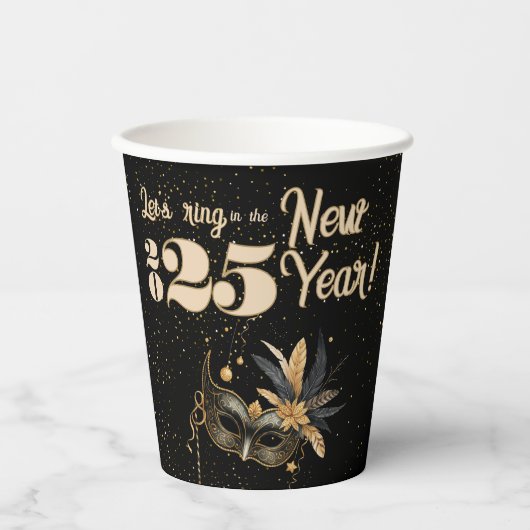 Laten we het nieuwjaarsfeest Glamorous Black luide Papieren Bekers (Voorkant)