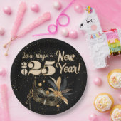 Laten we het nieuwjaarsfeest Glamorous Black luide Papieren Bordje (Feest)