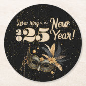 Laten we het nieuwjaarsfeest Glamorous Black luide Ronde Kartonnen Onderzetter (Voorkant)