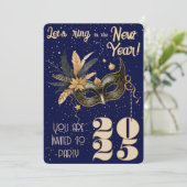 Laten we het nieuwjaarsfeest Glamorous Blue inluid Kaart (Staand voorkant)