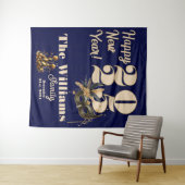 Laten we het nieuwjaarsfeest Glamorous Blue inluid Wandkleed (In Situ (horizontaal))