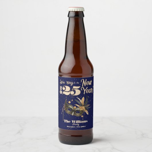 Laten we het nieuwjaarsfeest Glamorous Blue luiden Bier Etiket (Voorkant)