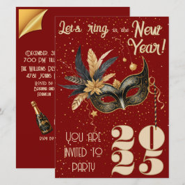 Laten we het nieuwjaarsfeest Glamoureus Rood inlui Kaart