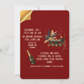 Laten we het nieuwjaarsfeest Glamoureus Rood inlui Kaart (Achterkant)