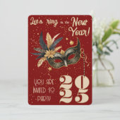 Laten we het nieuwjaarsfeest Glamoureus Rood inlui Kaart (Staand voorkant)