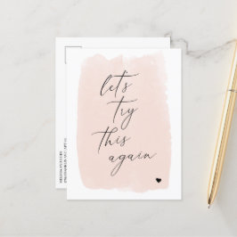 Laten we het nog eens proberen | Blush Roze Callig Aankondigingskaart