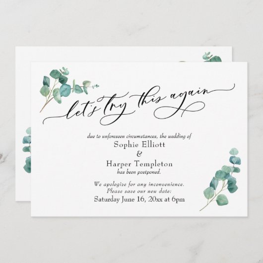 Laten we het nog eens proberen Uitgestelde trouwka Kaart (Voorkant / Achterkant)