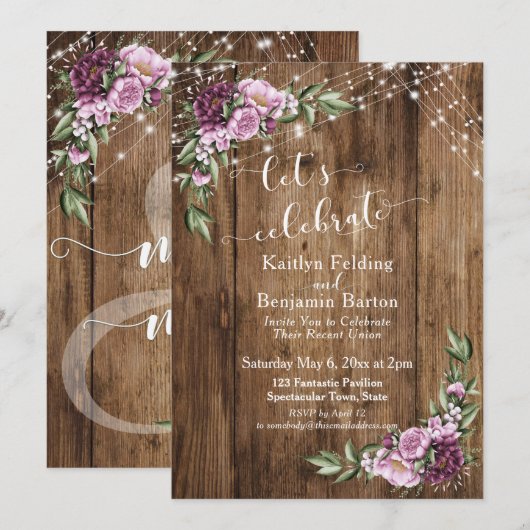 Laten we het onthaal met de rustieke bloemlichten  kaart (Voorkant / Achterkant)