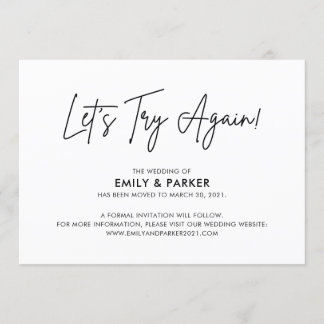 Laten we het opnieuw proberen Uitstel trouwdatum a Kaart