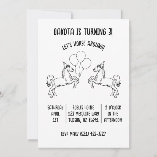 Laten we het paard rond de uitnodiging van de Birt (Voorkant)