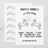 Laten we het paard rond de uitnodiging van de Birt (Voorkant / Achterkant)