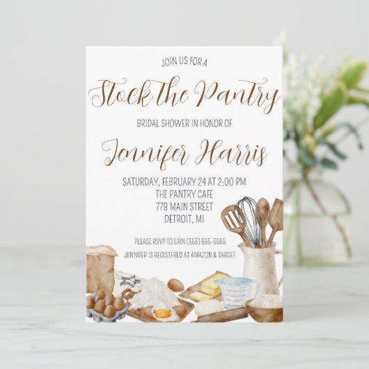 Laten we het Pantry Kitchen Theme Vrijgezellenfees Kaart (Staand voorkant)