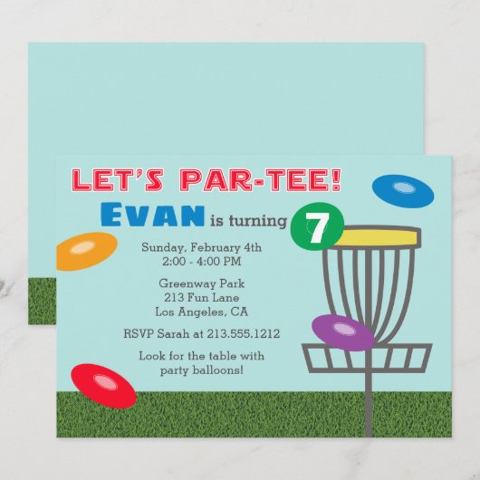 LATEN WE HET PAR-T-SHIRT Disc Golf Birthday Party  Kaart (Voorkant / Achterkant)