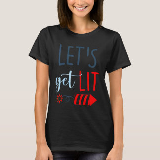 Laten we het patriottische 4 juli vuurwerk afsteke t-shirt